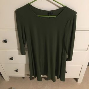 Army green swing dress long sleeved